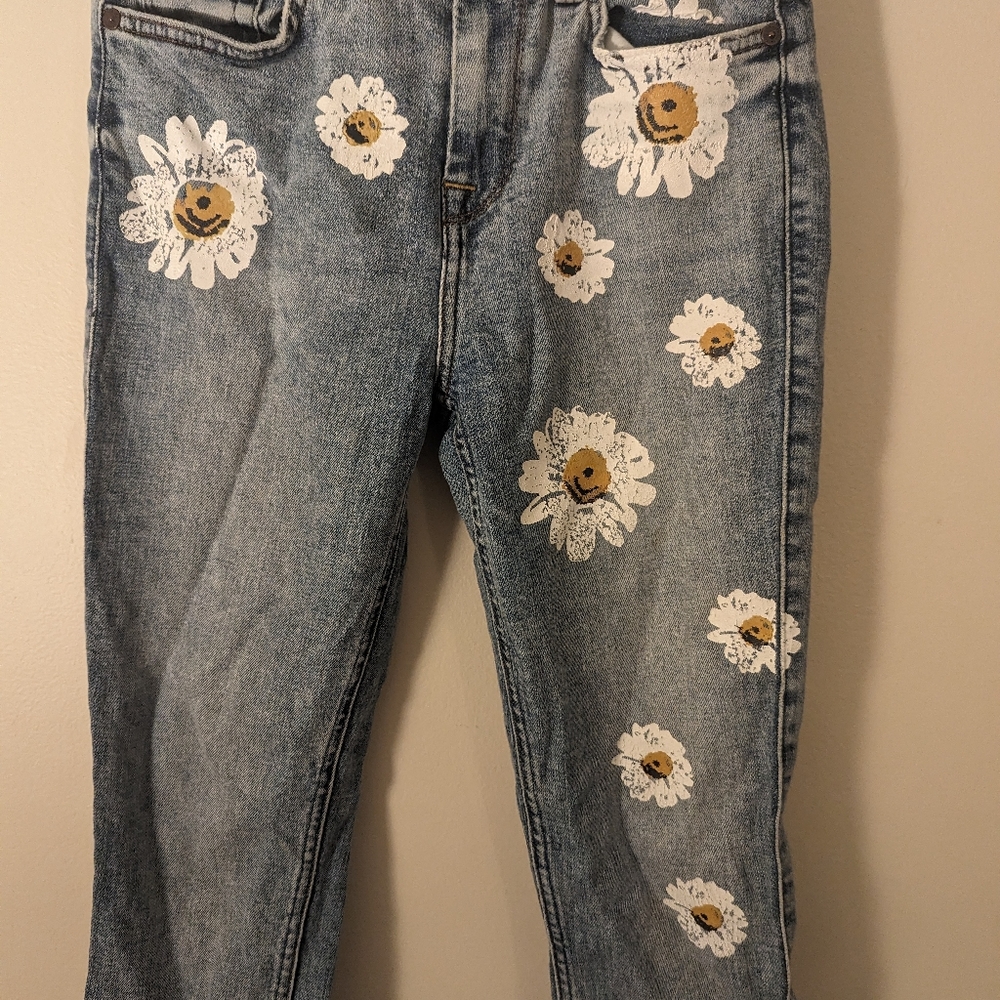 7 For All Mankind Daisy Print High Rise Ankle Skinny Jeans Size 24
